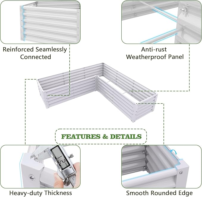 A ANLEOLIFE 8-Pack 8X4X1.5ft & 74x74x18 in Deep Root Galvanized Raised Garden - Image 6