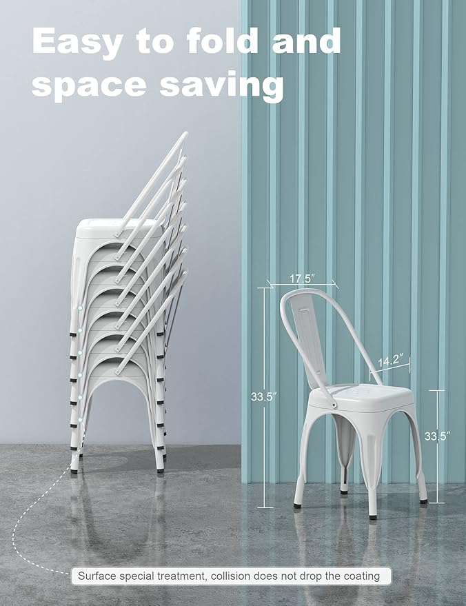 Nazhura Metal Dining Chair Farmhouse Tolix Style - Image 5