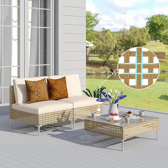 Grand patio 3-Piece Wicker Patio Furniture Set, Outdoor Sectional Sofa by GrandPatio