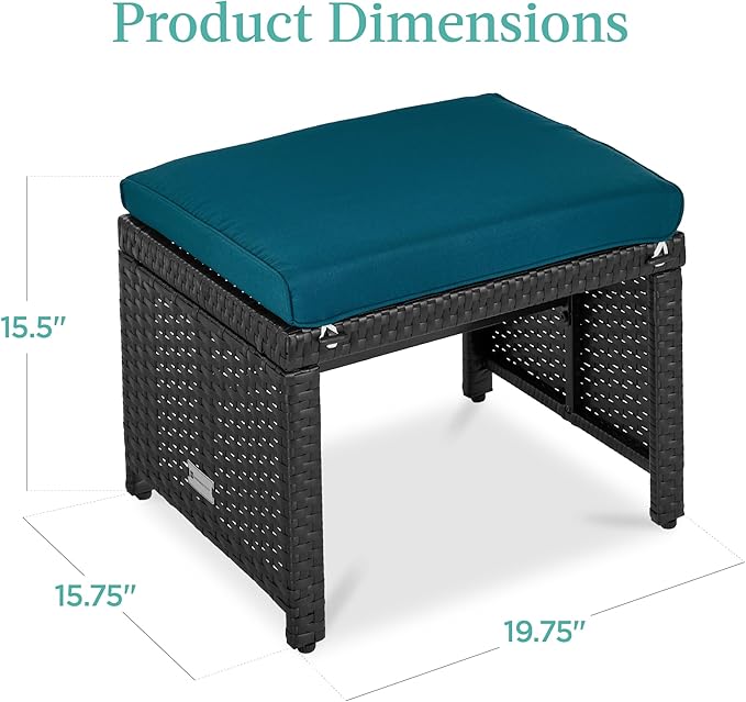 Best Choice Products Set of 2 Wicker Ottomans, Additional Seating, Side Table - Image 7