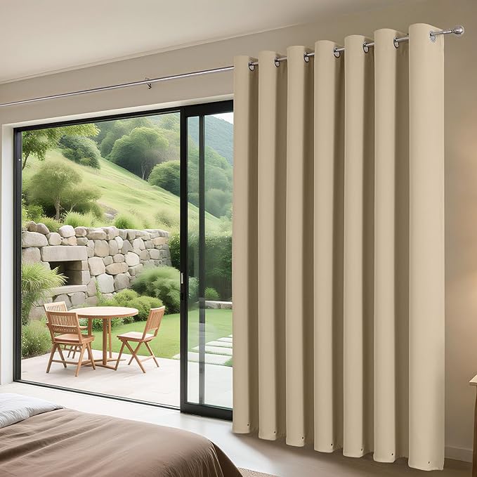 Joydeco Blackout Patio Sliding Door Curtains 108 Inches Long, Grommet Privacy - Image 3
