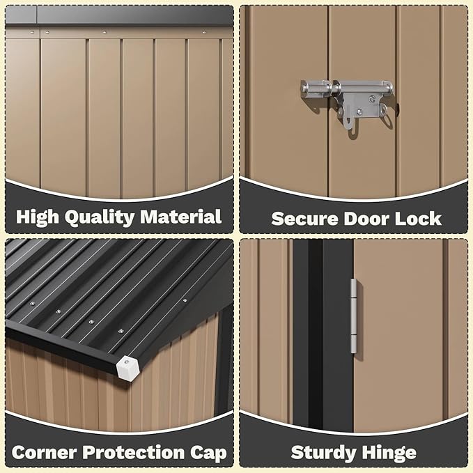 Greesum 8×6FT Outdoor Storage Shed, Metal Patio Storaged Sheds - Image 5