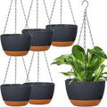 Mumufy 6 Pcs 8 Inch Hanging Planters, Dark Gray, Plastic by Mumufy