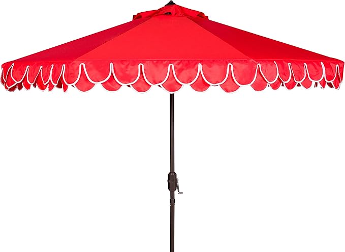 SAFAVIEH 9ft Outdoor Patio Umbrella, Auto Crank Tilt, UV Resistant by SAFAVIEH