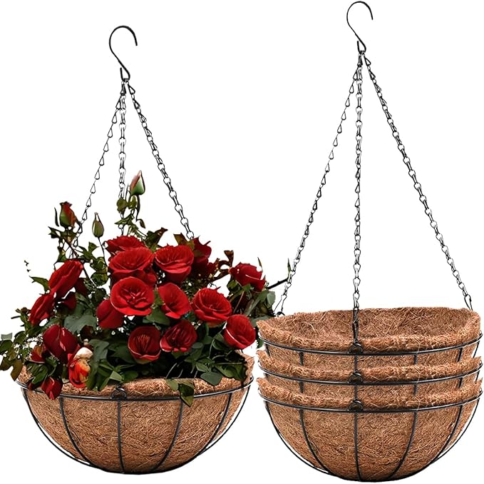 Hanging Baskets for Plants Outdoor- Coconut Coir Hanging Planters Outdoor by ArtFamy