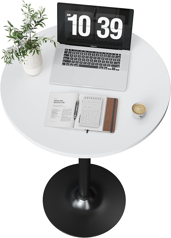 Flamaker Round Bistro Pub Table Modern Style Metal Base MDF Top Cocktail Bar - Image 4