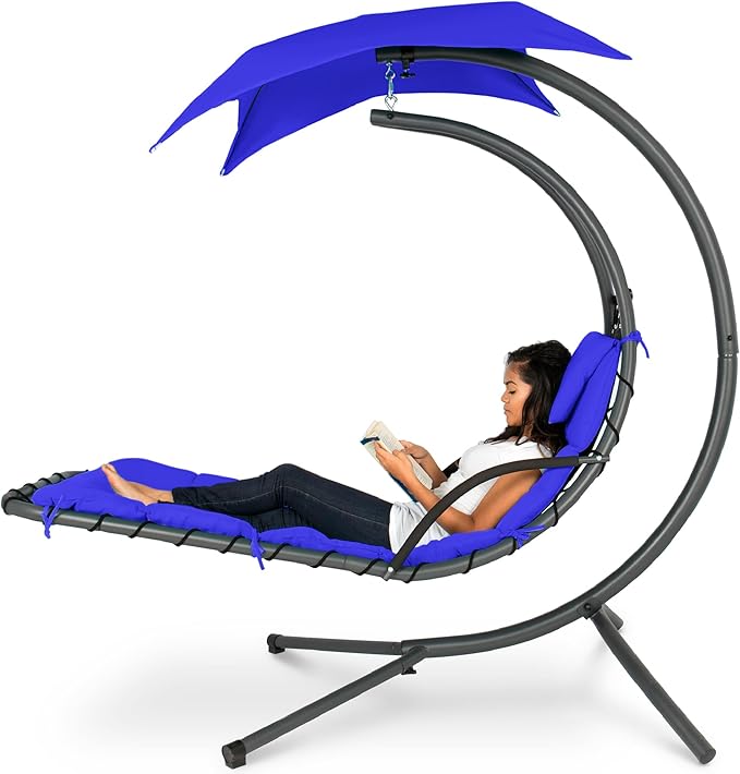 Best Choice Products Outdoor Hanging Curved Steel Chaise Lounge Chair Swing by BestChoiceProducts
