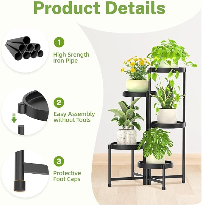 iDavosic.ly 5 Tier Folding Plant Stand Indoor Outdoor - Image 4