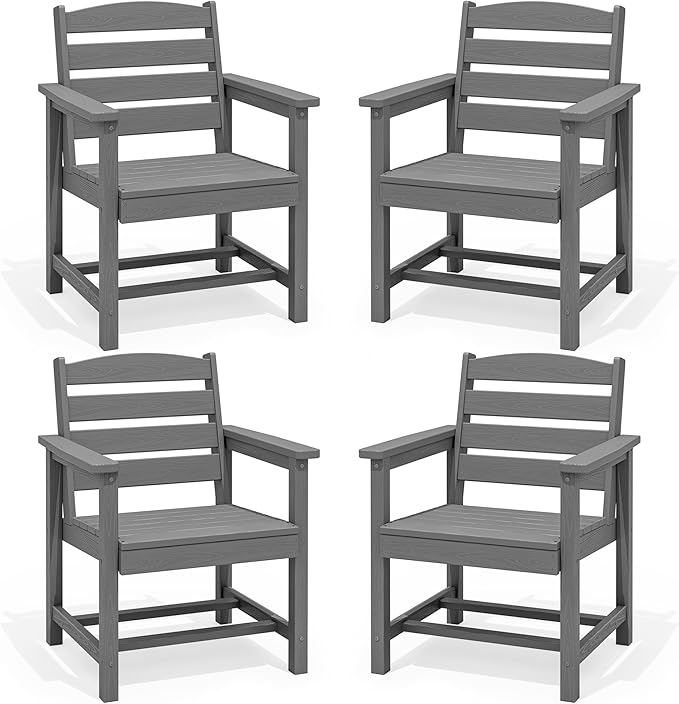 SERWALL Outdoor Dining Chairs Set of 4, All-Weather HDPE Patio Chair by SERWALL
