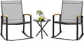 Shintenchi 3 Piece Outdoor Rocking Bistro Set, Textilene Fabric Small Patio by Shintenchi