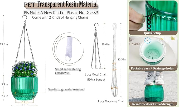Melphoe Self Watering Hanging Planters - Image 7