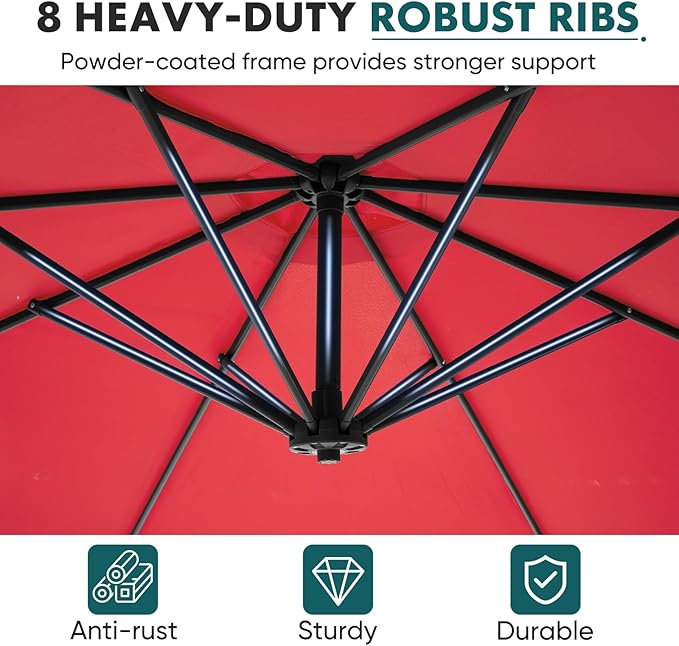 OLIXIS Offset Patio Umbrella, 9.7FT Cantilever Table Umbrellas - Image 4