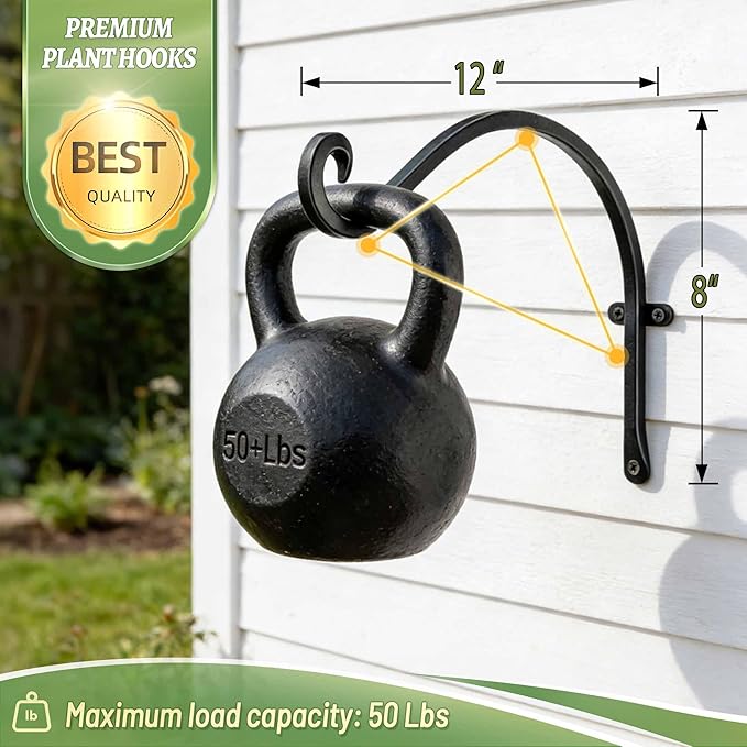 Qiang Ni Outdoor Bird Feeder Hanger Hooks: 12-Inch 50Lbs Wall Hanging Plant - Image 4