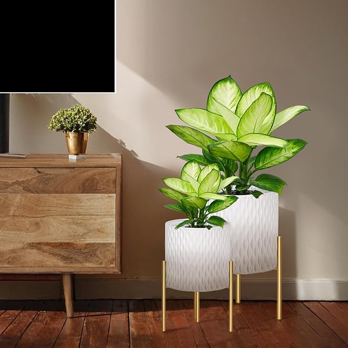 ARNIS Plants Pots with Stand, Unique Mid Century Decorative Metal Flower Pots - Image 8