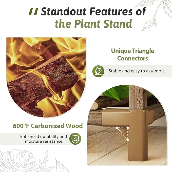 Plant Stand Indoor Outdoor 62.2“ Tall Plant Shelf Large Tiered Flower Stands - Image 4