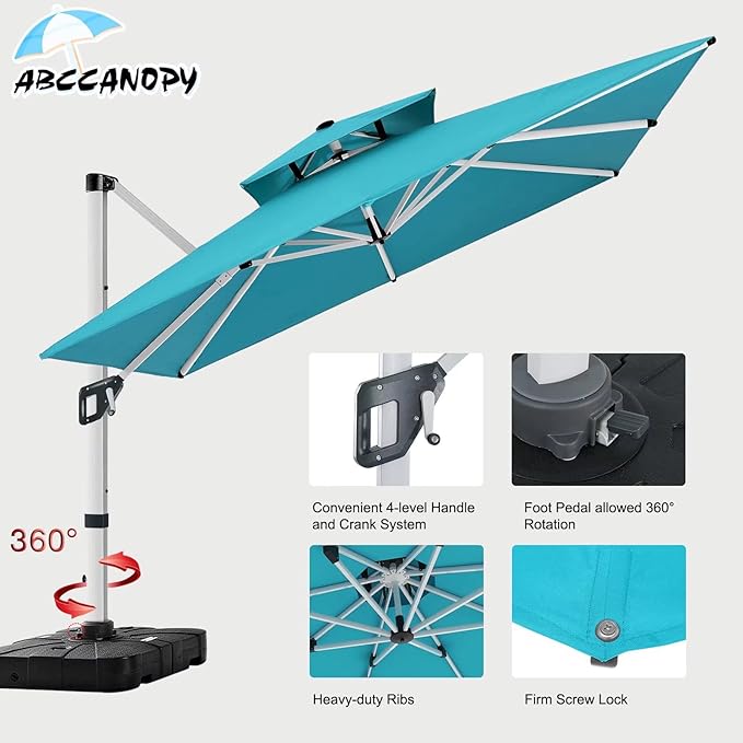 ABCCANOPY Patio Umbrella Cantilever Double Top Outdoor Offset Umbrella - Image 6