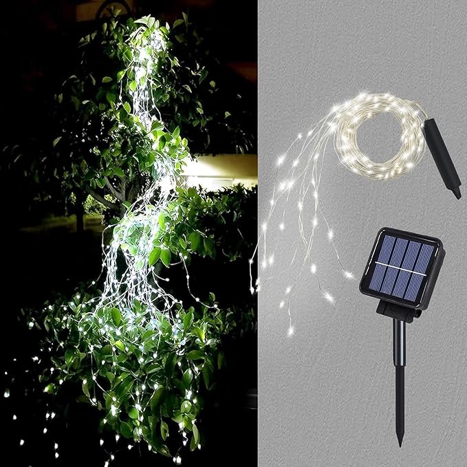 ZNYCYE Solar Waterfall Fairy Bunch Lights Outdoor Waterproof 200LEDs 8 Modes by ZNYCYE
