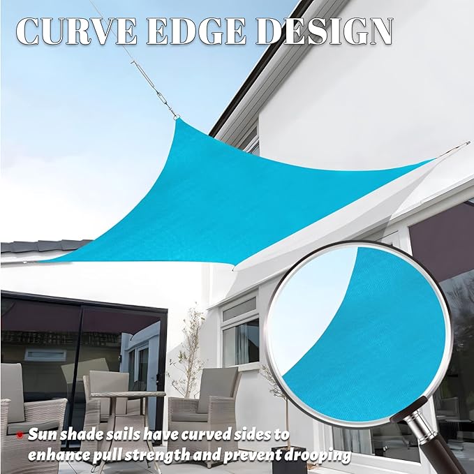 SUNLAX Custom Size 8' x 19' Turquoise Blue Sun Shade Sail Canopy Commercial - Image 3