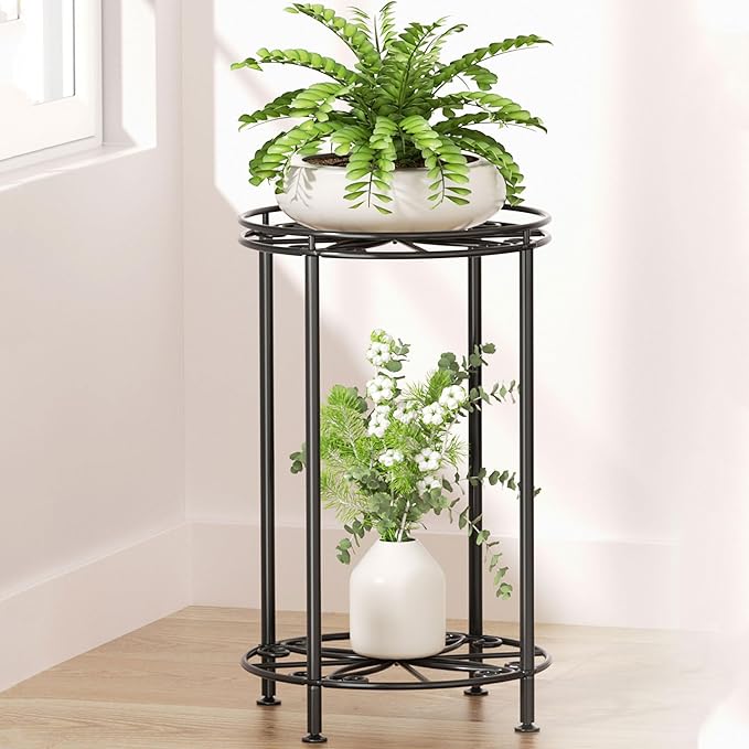 Plant Stand 2-Tier 10.2in Width 16.4in Tall Flower Pot Rack Small Plant Table by Josmimic
