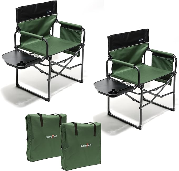 SUNNYFEEL Camping Directors Chair, Heavy Duty, Oversized Portable Folding Chair by SunnyFeelCamping