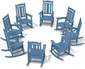 SERWALL Outdoor Rocking Chair Blue Set of 8, All Weather Patio Rocking Chair by SERWALL