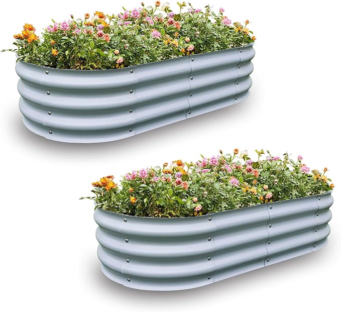 Gardmax 2 Pack Galvanized Raised Garden Bed, Lightweight Planter Boxes Outdoor - Image 7
