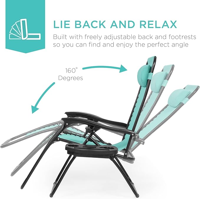 Best Choice Products Set of 2 Adjustable Steel Mesh Zero Gravity Lounge Chair - Image 4