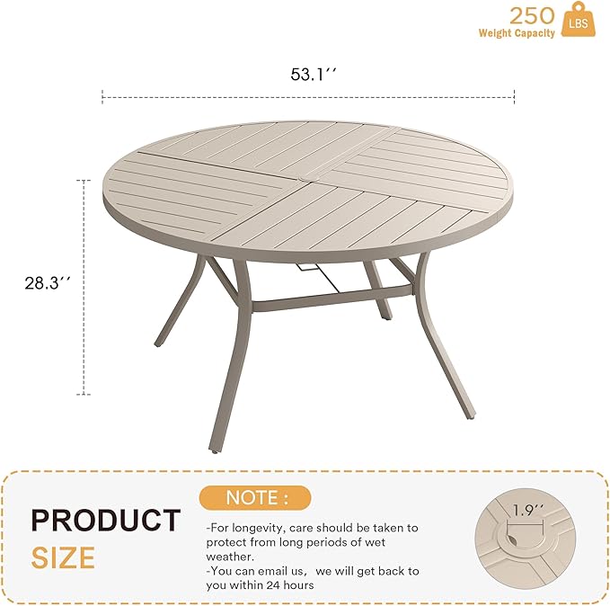 VICLLAX Round Patio Table with Adjustable Umbrella Hole - Image 3