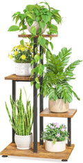 LASZOLA Black 4 Tiered Wood Plant Stand Indoor by LASZOLA