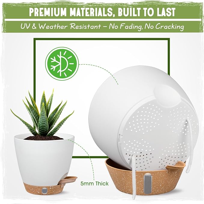 Self-Watering Pots for Indoor Plants 4 Pack, 6/8/10/12 Inch Outdoor Planters - Image 5