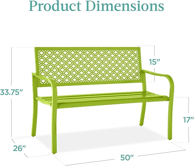 Best Choice Products Outdoor Bench 2-Person Metal Steel Benches Furniture - Image 2