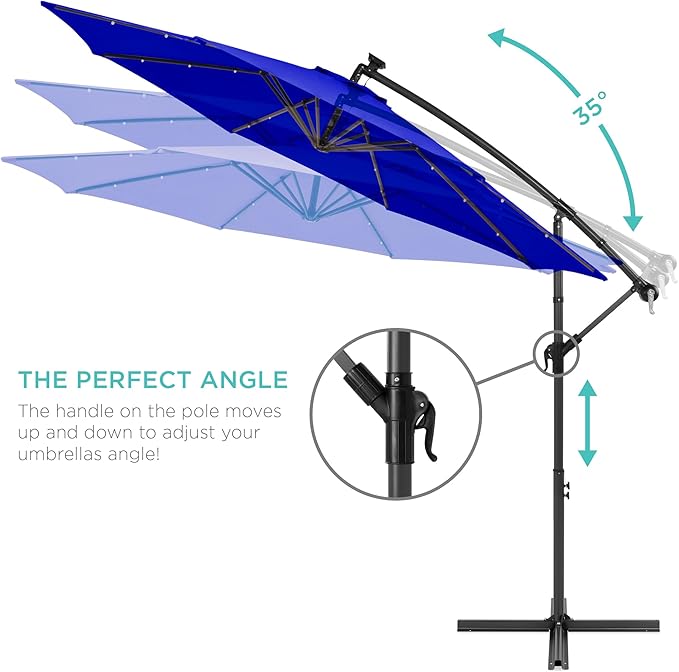 Best Choice Products 10ft Solar LED Offset Cantilever Hanging Market Patio - Image 4