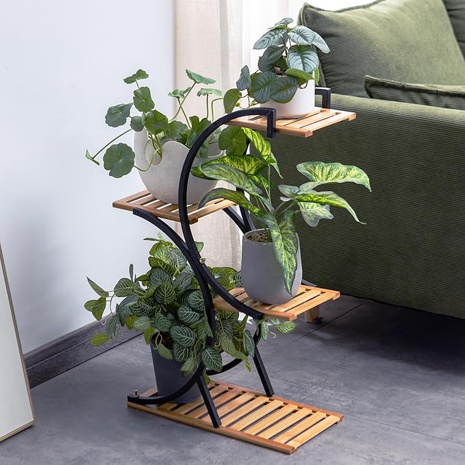Bamboo 4-Tier Plant Stand Rack Multiple Flower Pot Holder Shelf Indoor Outdoor - Image 5