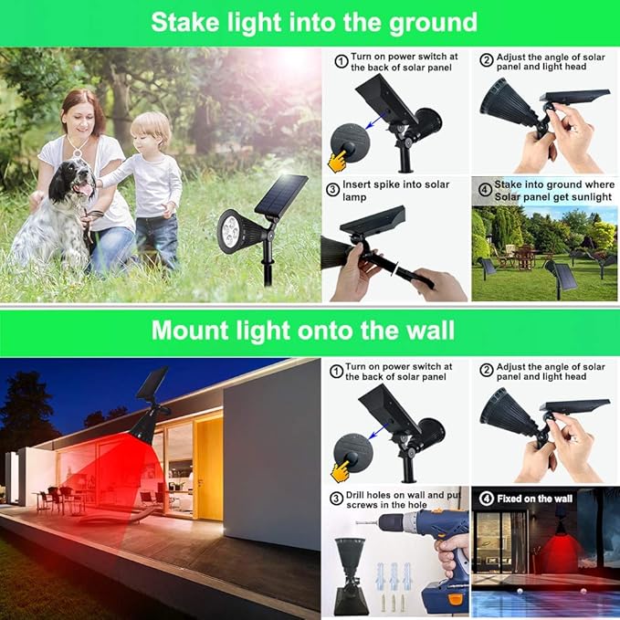 Solar Lights Outdoor, 4-LED Solar Spotlight LED Landscape Lights IP67 - Image 6