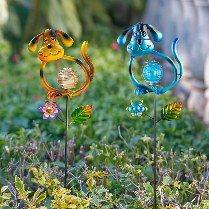 Solar Outdoor Garden Lights, 27.4''H Solar Dog Statues Outdoor Lights, - Image 7