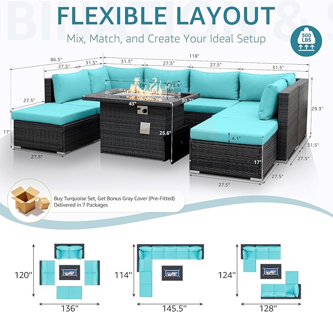 NICESOUL Big Size 9 Piece Patio Furniture Set - Image 4