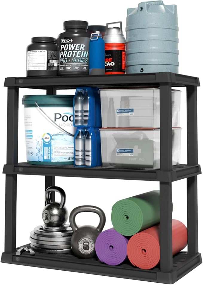 IRIS USA 3-Shelf Heavy Duty Plastic Storage Shelves, 450lb Capacity, Large by IRISUSA