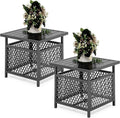 PHI VILLA Outdoor Patio Side Table Set of 2, Outside Coffee Bistro Table by PHIVILLAThepioneerofcomfortablehouseholdsupplies