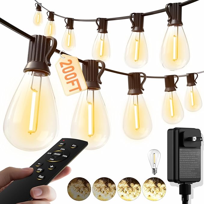 luckystyle 200FT LED Outdoor String Lights by luckystyle