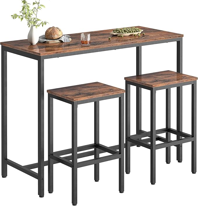 HOOBRO Bar Table and Chairs Set, 47.2” Rectangular Pub Table - Image 8
