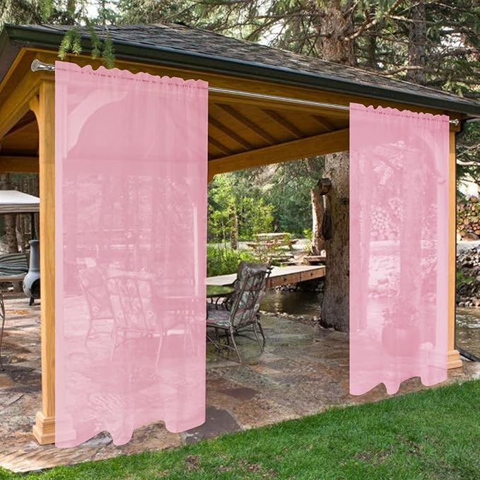 SpaceDresser Waterproof Outdoor Sheer Curtains by SpaceDresser