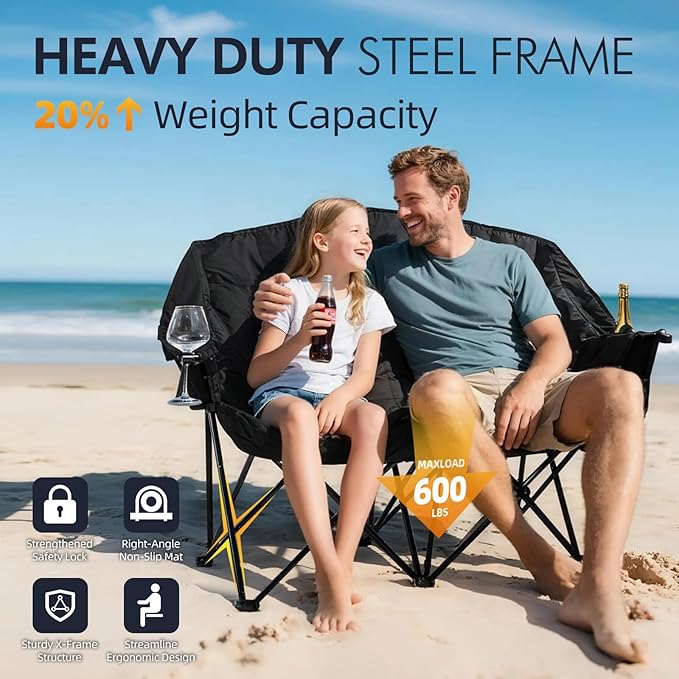 Double Camping Chair Padded Loveseat Chair - Image 5