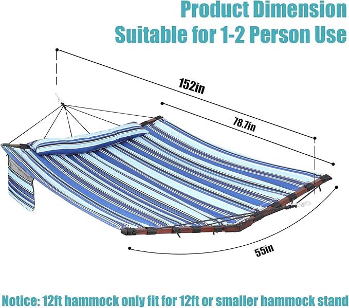 TegerDeger 12FT 2 Person Hammock Large Hammock 450LB Capacity - Image 6