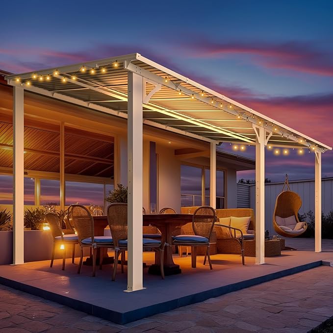 AECOJOY 16' x 8' White Gazebo Outdoor Pergola - Image 3