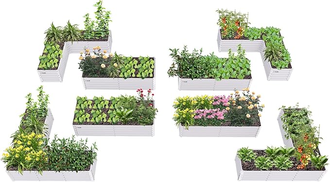 A ANLEOLIFE Set of 8, 18 Inch Tall Antique White Raised Garden Beds Kit by AAnleolife