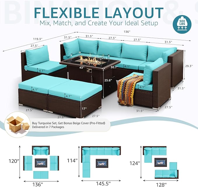 NICESOUL Large Outdoor Patio Furniture Set - Image 4