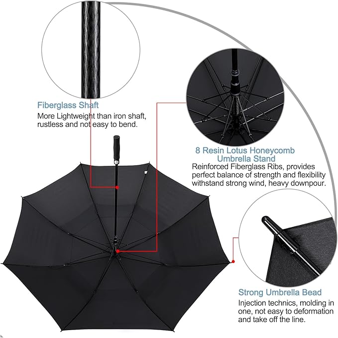 G4Free 47/54/62/68/72 Inch Automatic Open Golf Umbrella Oversize Extra Large - Image 5