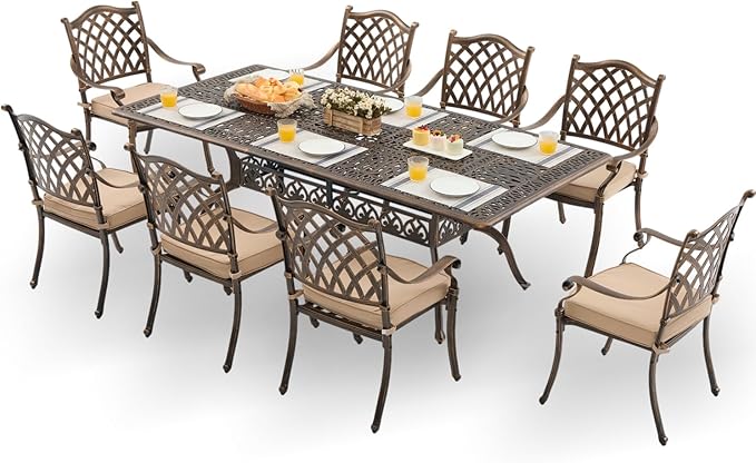 9-Piece Cast Aluminum Patio Furniture, Outdoor Dining Sets by Unknown