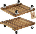 Bamworld Wood Plant Caddy with Wheels, 300lb Capacity, Heavy Duty Planter Stand by Bamworld