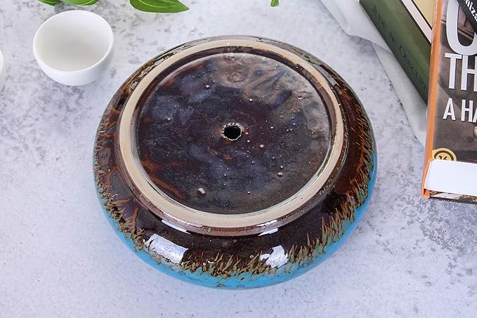 VanEnjoy 7.3 inch Round Large Shallow Succulent Ceramic Glazed Planter Pots - Image 5